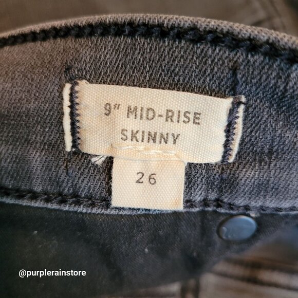 Madewell Jeans 26 Mid Rise 9" Skinny Black Sea Wash Tummy Control Stretch Denim - Picture 6 of 14